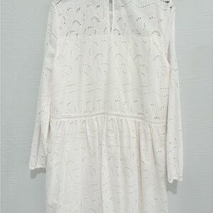 LOFT White Long Sleeve Lace Dress